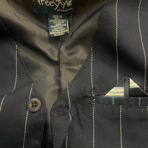Freestyle Navy Pinstripe Vest and Pants Set - Picture 2 of 3